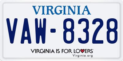 VA license plate VAW8328