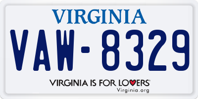 VA license plate VAW8329