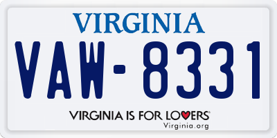 VA license plate VAW8331