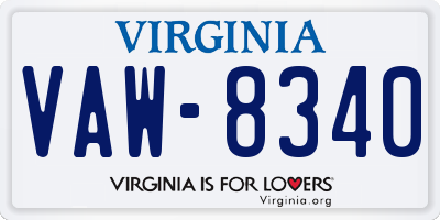VA license plate VAW8340