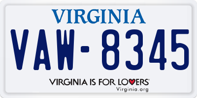 VA license plate VAW8345