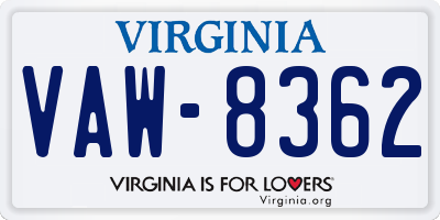 VA license plate VAW8362