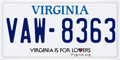 VA license plate VAW8363