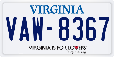 VA license plate VAW8367