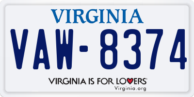 VA license plate VAW8374