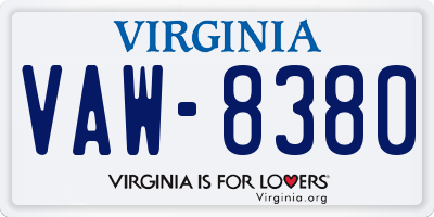 VA license plate VAW8380