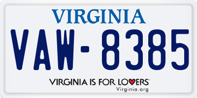 VA license plate VAW8385