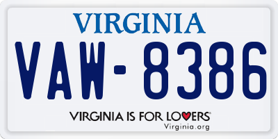 VA license plate VAW8386
