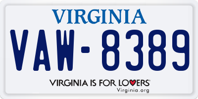 VA license plate VAW8389