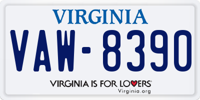 VA license plate VAW8390