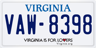 VA license plate VAW8398