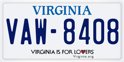 VA license plate VAW8408