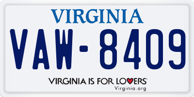 VA license plate VAW8409