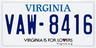 VA license plate VAW8416