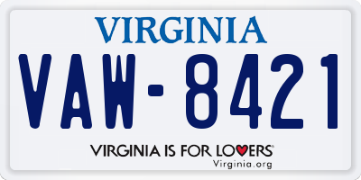 VA license plate VAW8421