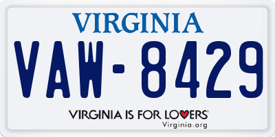VA license plate VAW8429