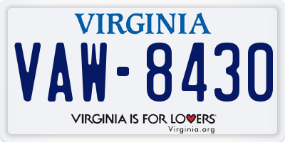 VA license plate VAW8430