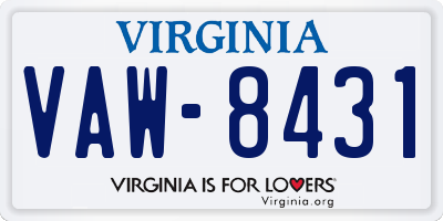 VA license plate VAW8431