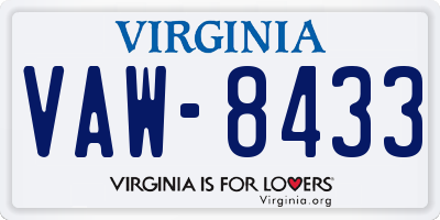 VA license plate VAW8433