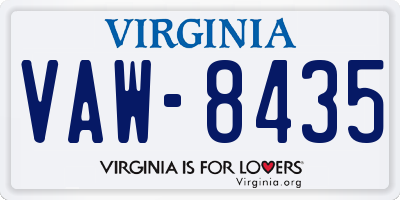 VA license plate VAW8435