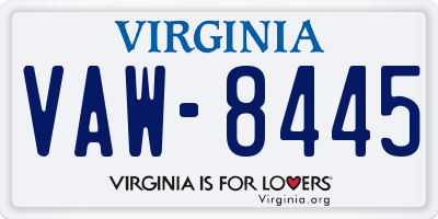 VA license plate VAW8445