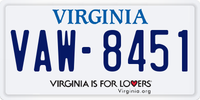VA license plate VAW8451