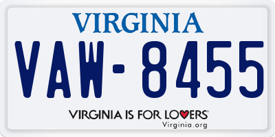 VA license plate VAW8455