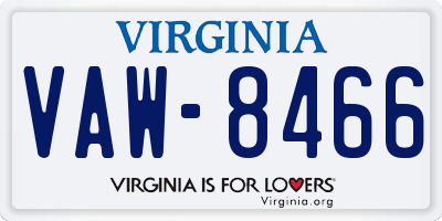 VA license plate VAW8466