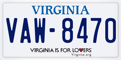 VA license plate VAW8470