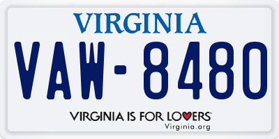 VA license plate VAW8480