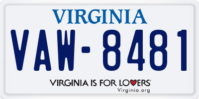 VA license plate VAW8481