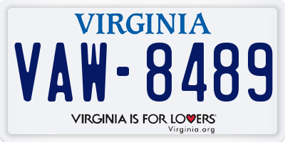 VA license plate VAW8489
