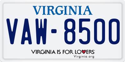 VA license plate VAW8500