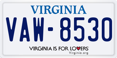 VA license plate VAW8530