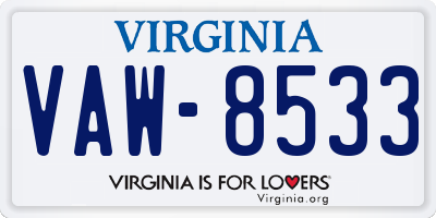 VA license plate VAW8533