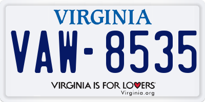 VA license plate VAW8535