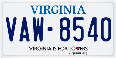 VA license plate VAW8540