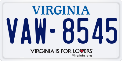 VA license plate VAW8545