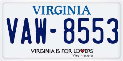 VA license plate VAW8553