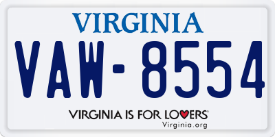 VA license plate VAW8554
