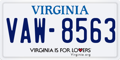 VA license plate VAW8563