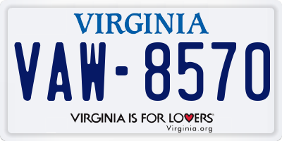 VA license plate VAW8570