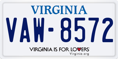 VA license plate VAW8572