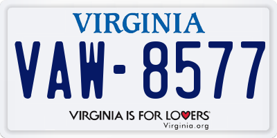 VA license plate VAW8577
