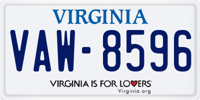 VA license plate VAW8596