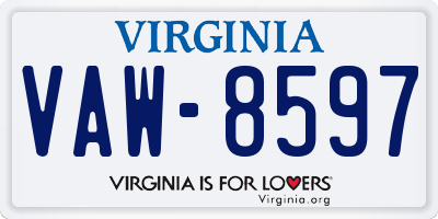 VA license plate VAW8597