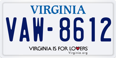 VA license plate VAW8612