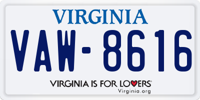 VA license plate VAW8616