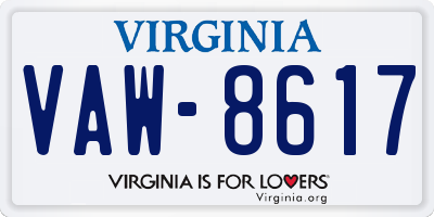 VA license plate VAW8617