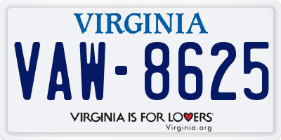 VA license plate VAW8625